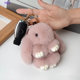 Móc Khóa Thỏ Bông Xù Thật Dễ Thương Gắn Túi Xách Trang Trí Xe Hơi