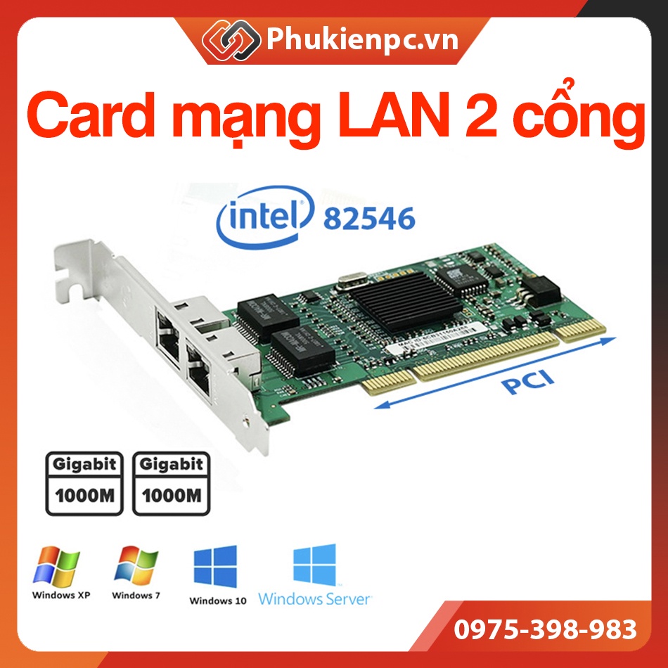 (HÀNG MỚI) Card mạng LAN 2 cổng PCI ra Dual 2 Port Gigabit Ethernet ...