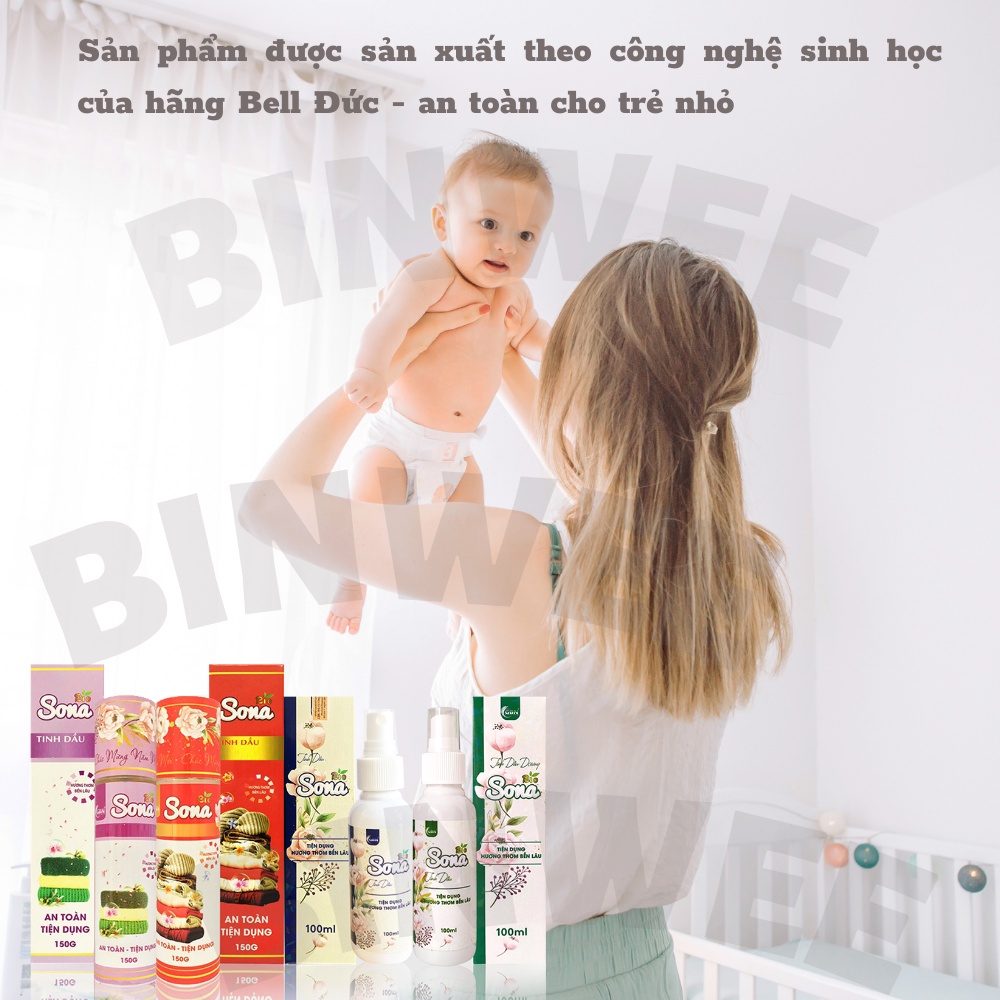 Xả vải khô tinh dầu xịt thơm quần áo SONA lưu hương 48h khử khuẩn 99.9%
