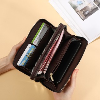 Ví Cầm Tay Dáng Dài Có Khóa Kéo Đôi Cỡ Lớn In Chữ Đơn Giản Thời Trang Cho Nữ