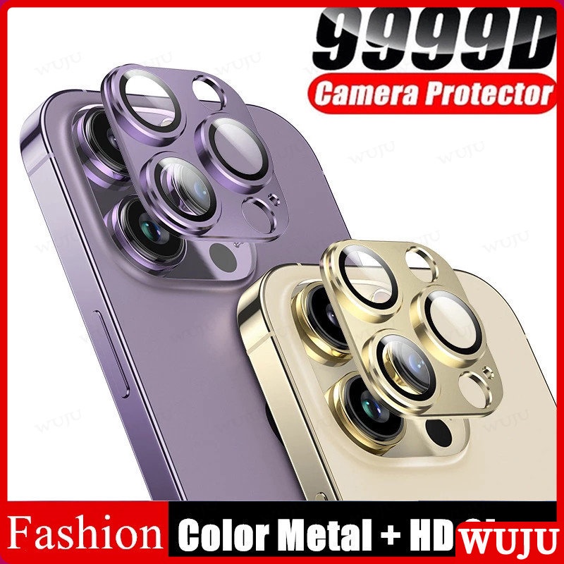 WUJU Kính Cường Lực Viền Kim Loại Chống Trầy Bảo Vệ Camera Cho iPhone 17 11 12 13 14 15 16 Pro Max 14 15 16 Plus Air