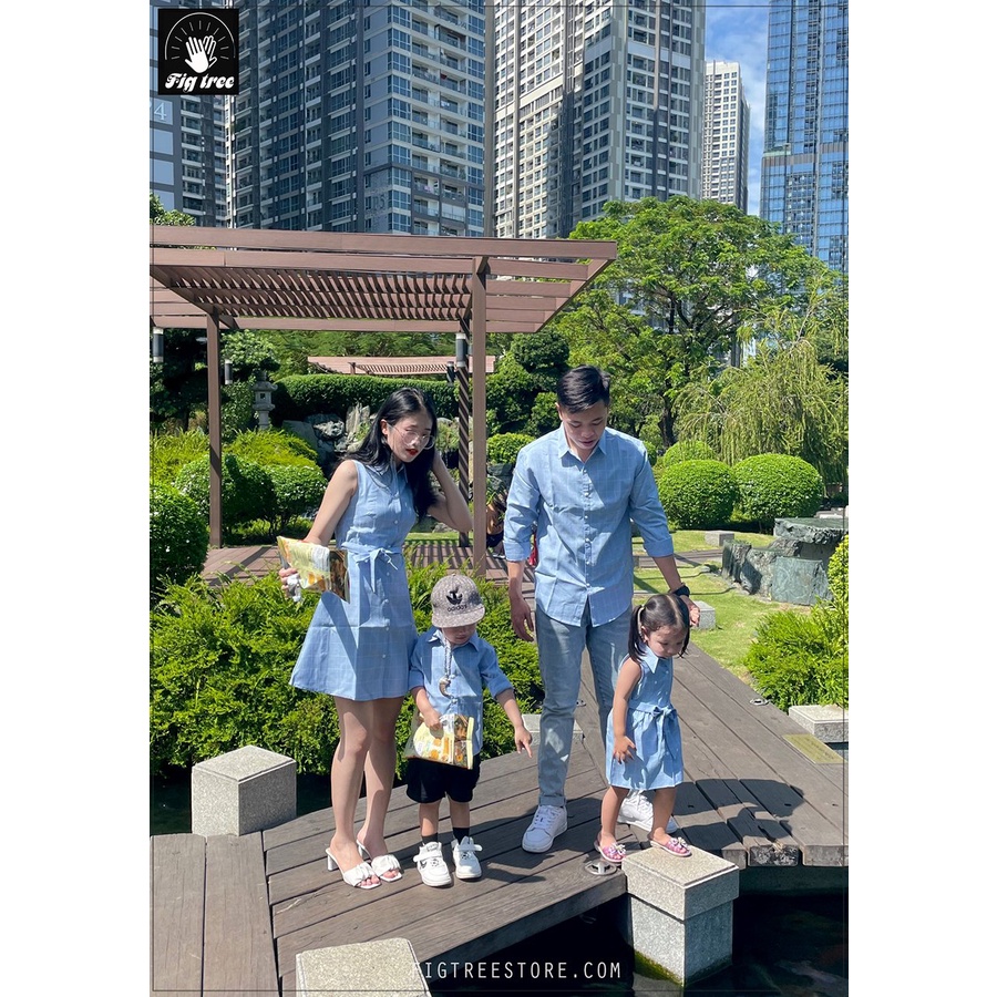 Đồng Phục Gia Đình Fig Tree Sọc Caro Xanh Siêu Xinh ( MS :126B)