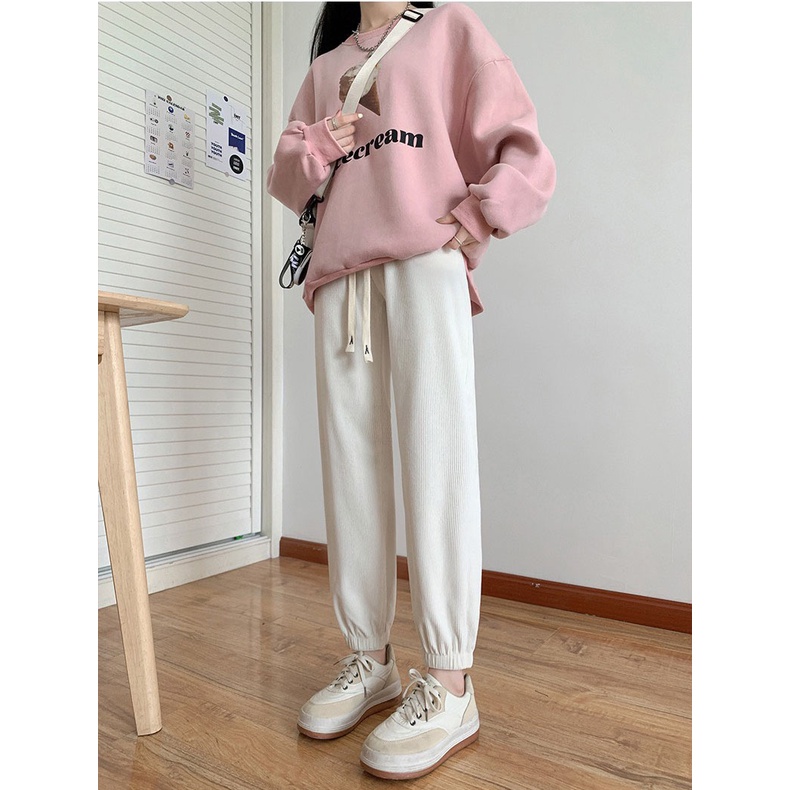 Quần Jogger Nhung Tăm Dây To Phong Cách Hàn Quốc, Quần Chất Loại Đẹp