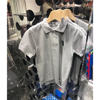 CDG Rei Kawakubo Áo Sơ Mi polo Tay Ngắn Chơi Thêu Trái Tim Cổ Điển Nam Nữ Áo Thun Cổ Nhãn + Thẻ
