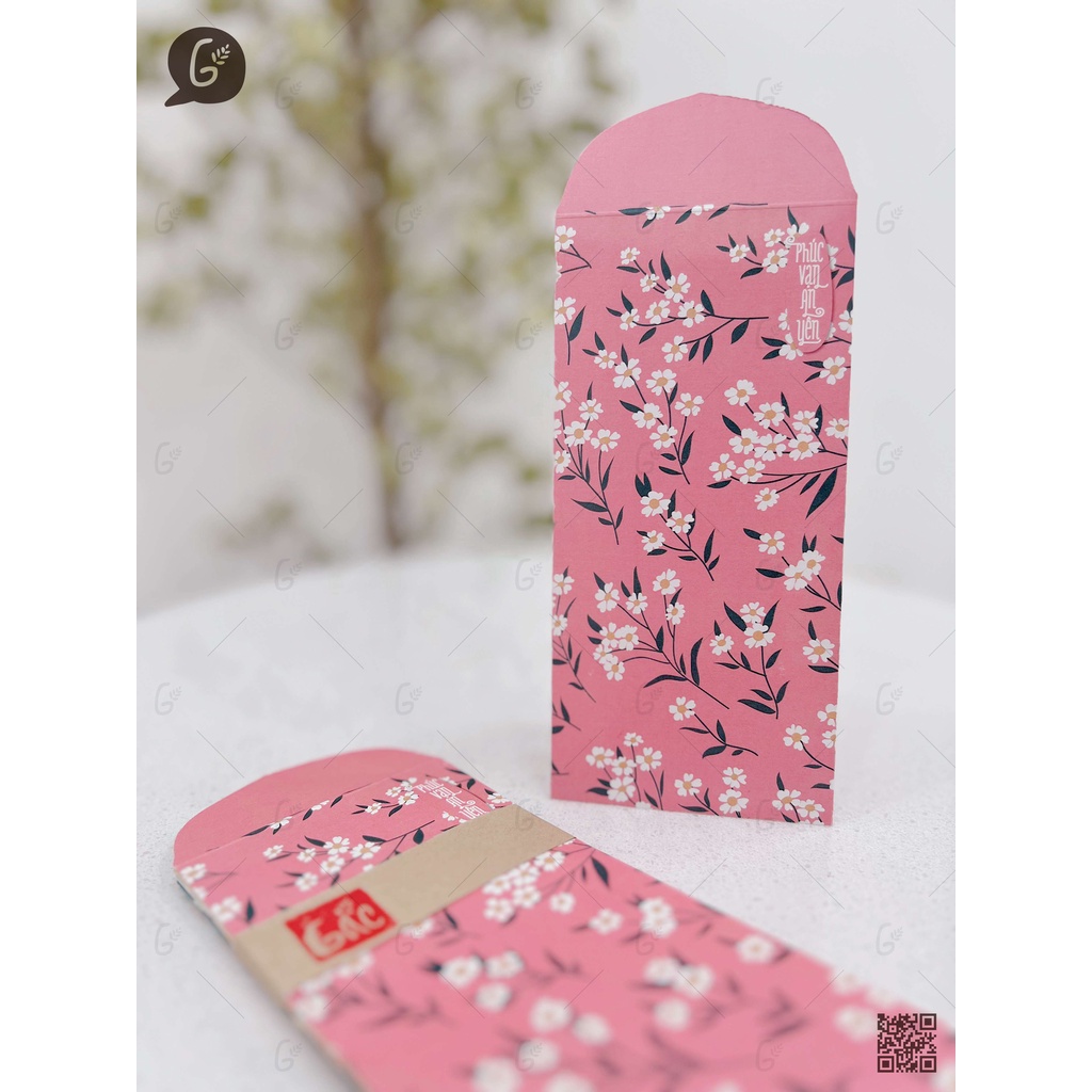 GX008 Bao lì xì Gác xép họa tiết hoa văn vintage chất liệu Kraft nhật nhập khẩu Tết 2025 (Daisy set)