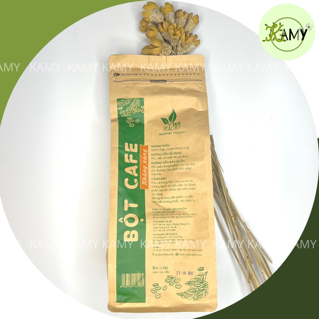 Cà phê VIETHEALTHY chỉ có nhân không rang nhiều dưỡng chất thải độc đại tràng enema thụt tháo túi 1kg (Gerson)