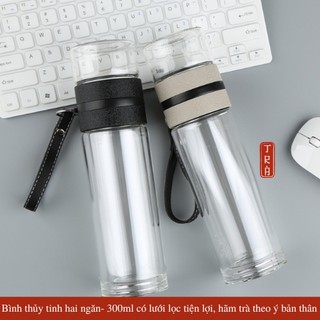 BÌNH THỦY TINH 2 LỚP GIỮ NHIỆT NẮP LƯỚI LỌC 500ML