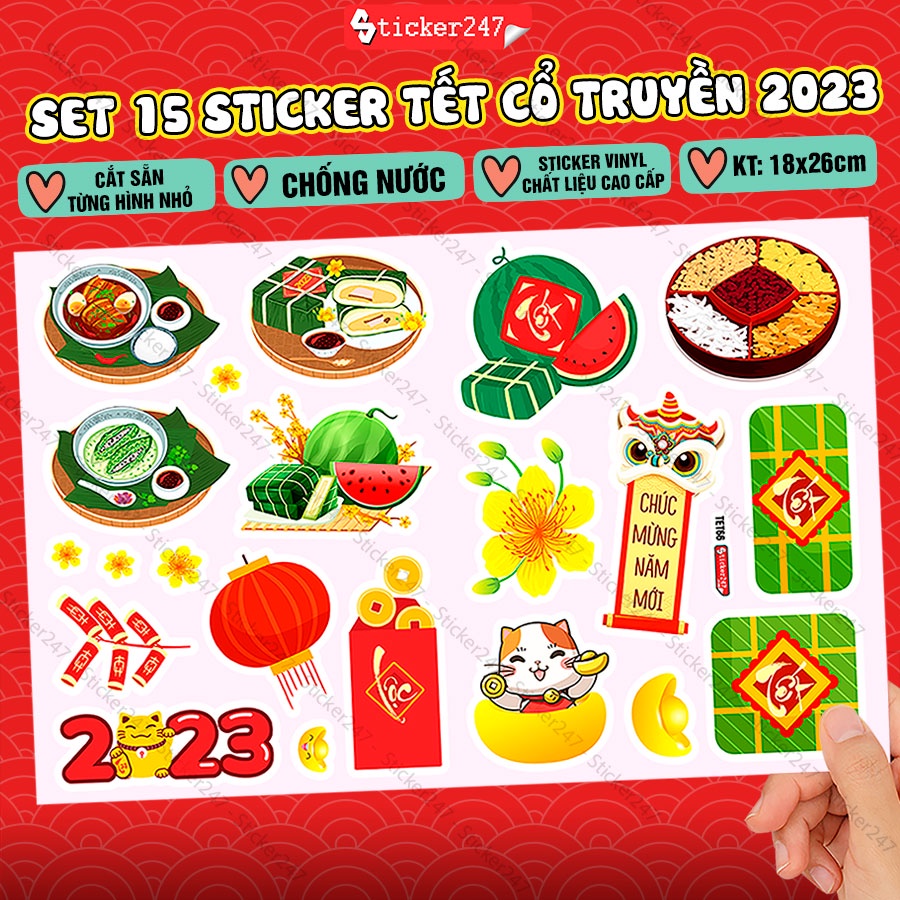 Sticker Tết Cổ Truyền Việt Nam ???????????????????????????????????? Tem Dán Tết Quý ...