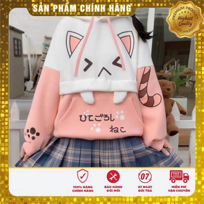 [FREESHIP]Áo Khoác HOODIE giới tính MÈO TAI THỎ Chất Vải cứng cáp Ấm Áp
