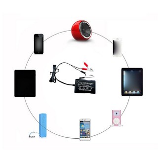 Dusur Bộ Chuyển Đổi Nguồn Điện 5v usb 3 Cổng Kèm Kẹp Pin Cho Điện Thoại / laptop
