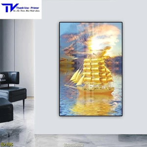 Tranh Treo Tường Thuận Buồm Xuôi Gió , Tranh Tráng Gương D40x60cm D50x75cm D60x90cm D70x120cm