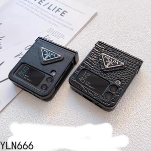 Ốp lưng gấp cổ điển chống sốc thiết kế trọn gói Vỏ điện thoại cho Galaxy Z Flip 3 4 5 6 7 7FE 5G Vỏ da PU sang trọng thời trang cho Z Flip7