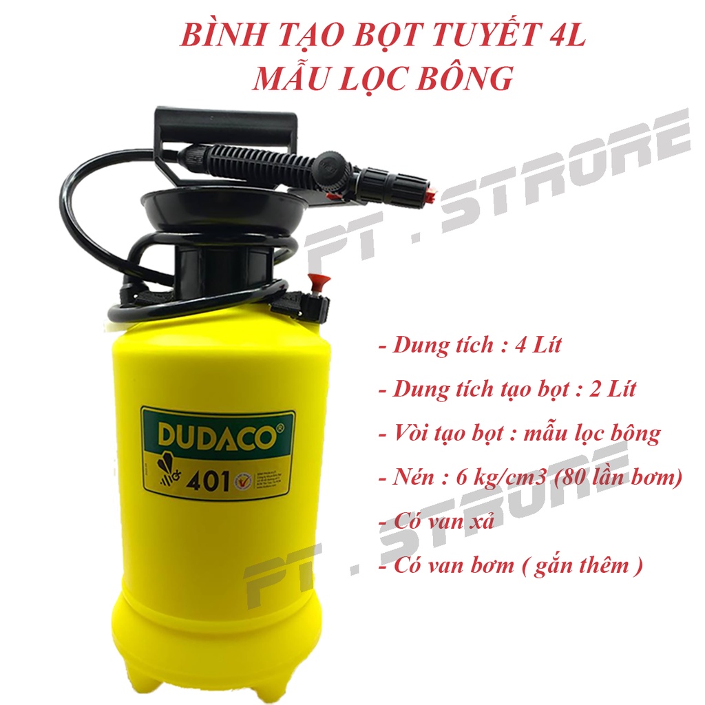 BÌNH TẠO BỌT TUYẾT 4LÍT (MẪU VÒI LỌC BÔNG) - CÓ VAN BƠM