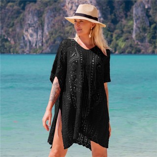 DN0835 Oversize Chia Bãi Biển Che Phủ Trắng Móc Đi Biển Đầm Áo Thun Nữ Kỳ Nghỉ Mùa Hè Tắm Phù Hợp Với Đồ Bơi