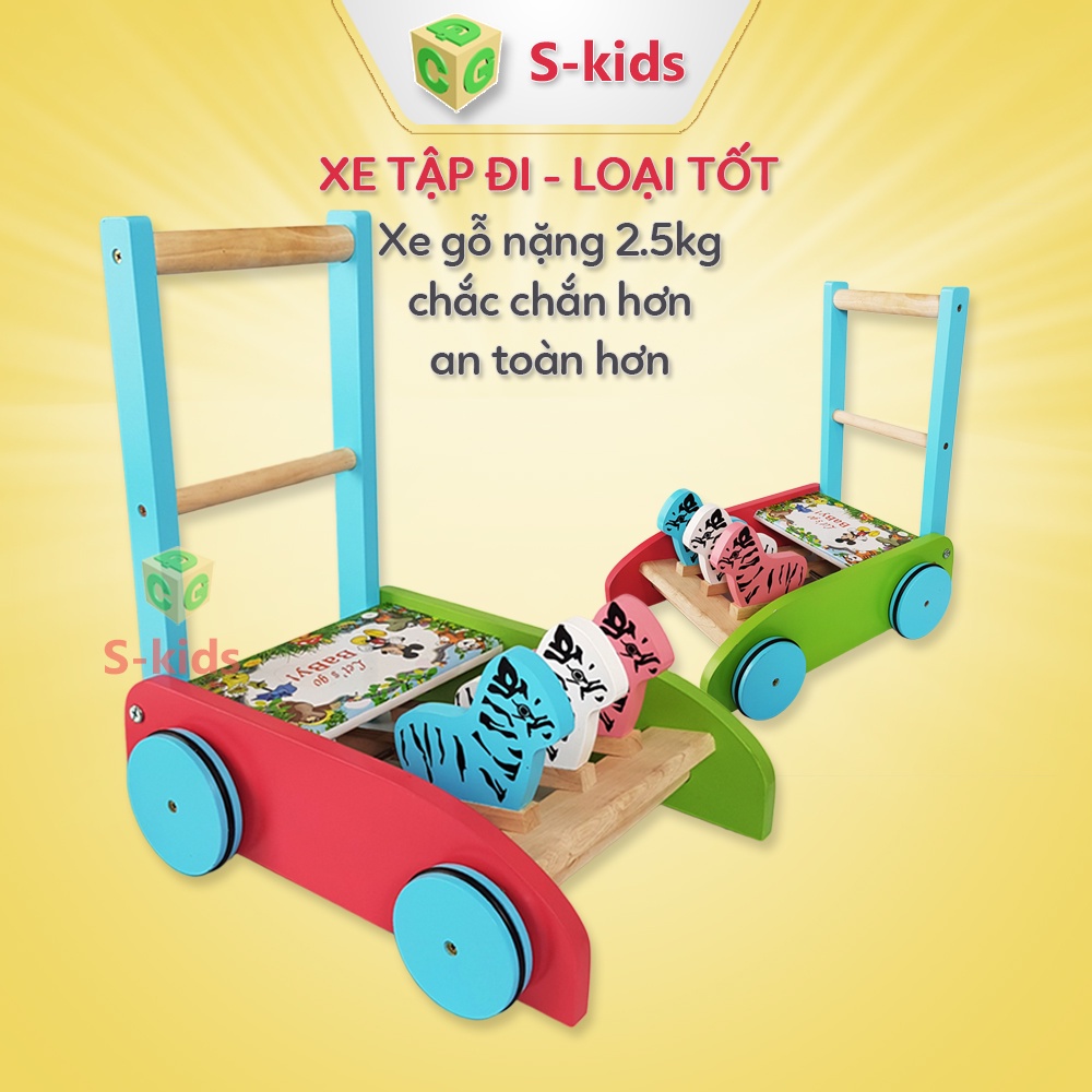 Ảnh Xe Tập Đi Bằng Gỗ Cho Bé Có Vòng Cao Su Chống Trượt. Đồ Chơi Trẻ Em Thông Minh S-Kids 1
