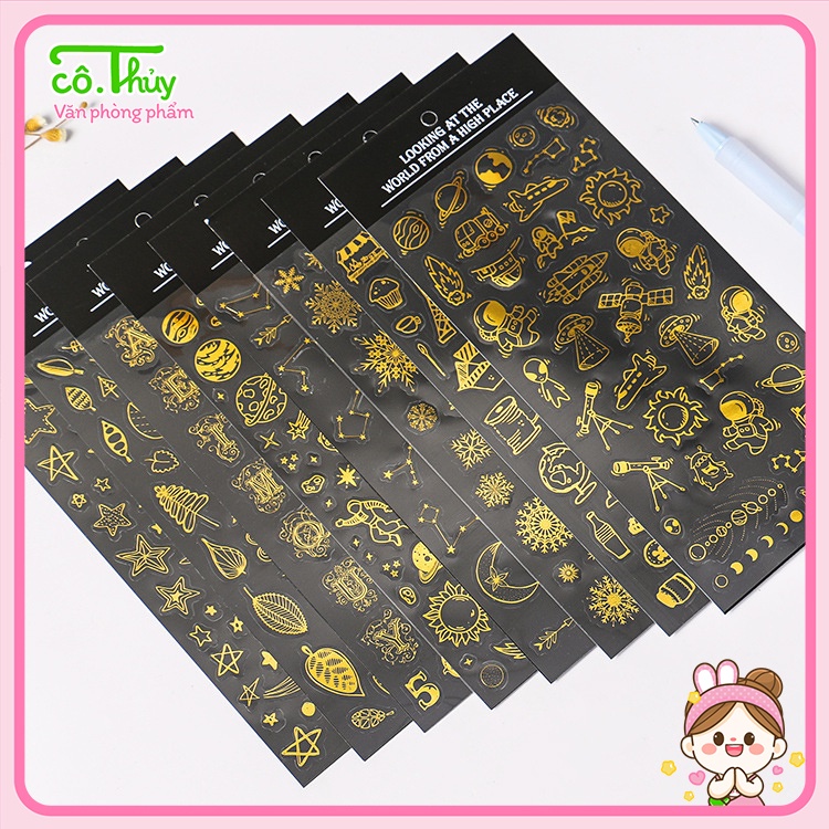 Hình dán Stickers Viền Trong Vàng Nhiều Chi tiết nhỏ Trang trí Toploder ...