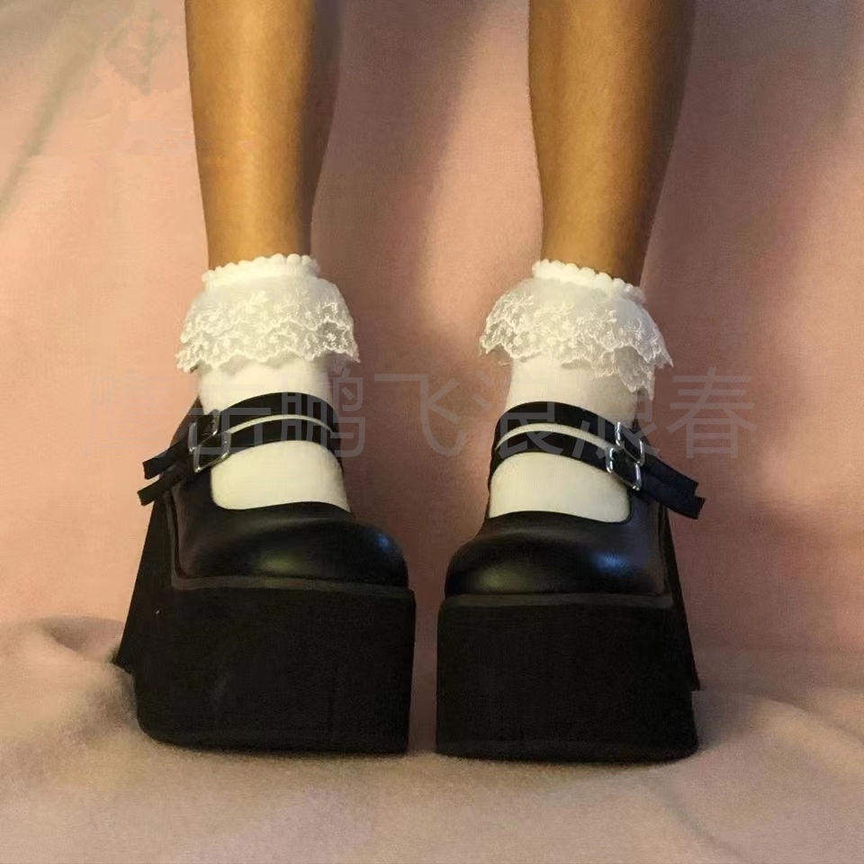 Mary Jane Giày 2022 Sản Phẩm Mới Da Khóa Dây Đeo Phong Cách Gothic Nêm Giày Nữ Hot Girl Punk Phong Cách Giày Nữ
