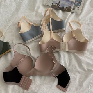 Bộ áo ngực 3 / 4 + quần lót không đường may màu sắc tương phản thân thiện với làn da có thể điều chỉnh cho nữ