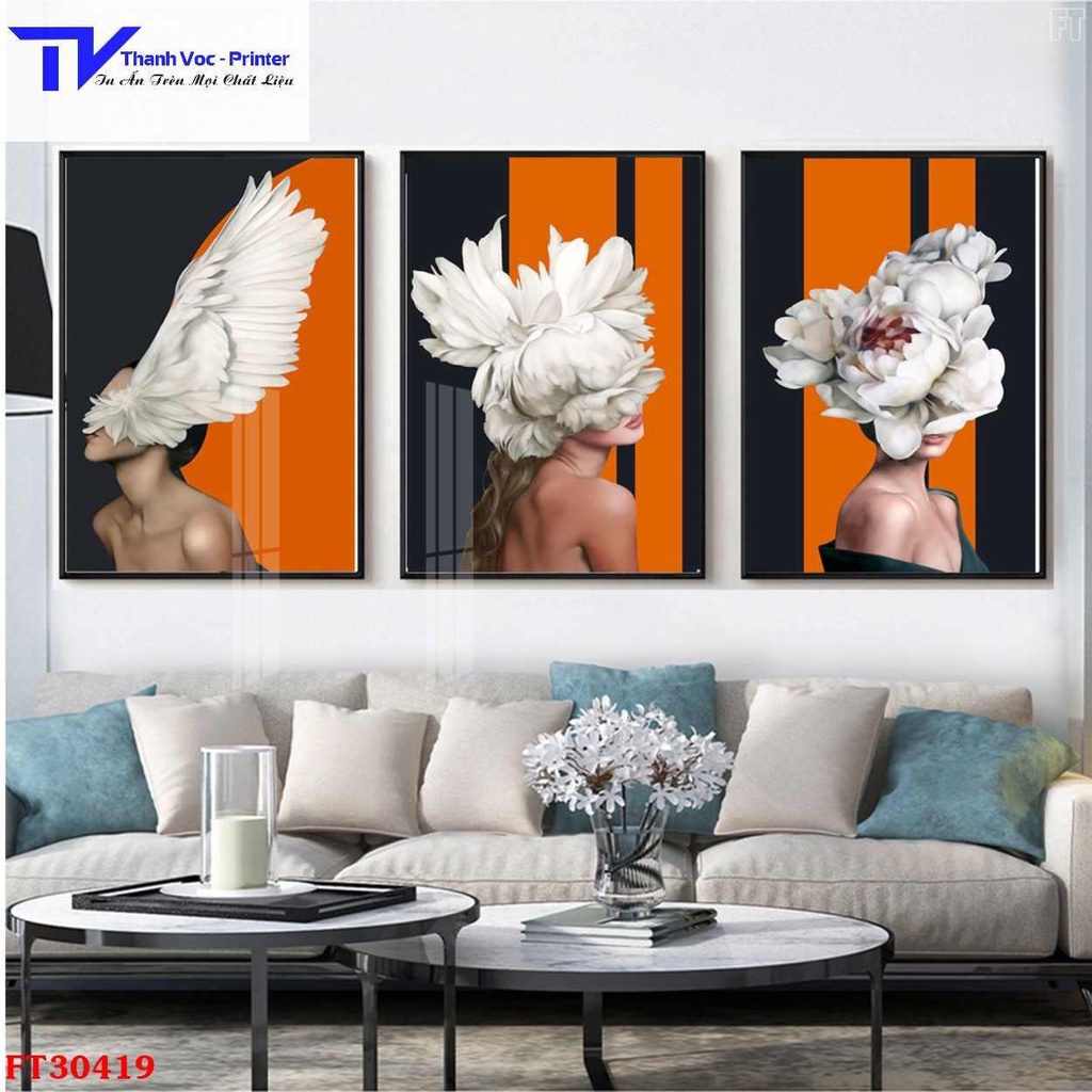 Tranh Treo Tường Cô Gái Hiện Đại Ngang, Tranh Tráng Gương ( Bộ 3 Tấm ) Làm Nổi Bật Lên Sự Cá Tính Của Bạn