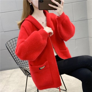 Áo Khoác Lông Cừu Có Mũ Trùm Dáng Rộng Thời Trang Mùa Thu Đông Dành Cho Nữ