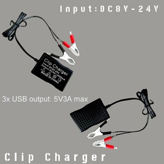 Dusur Bộ Chuyển Đổi Nguồn Điện 5v usb 3 Cổng Kèm Kẹp Pin Cho Điện Thoại / laptop