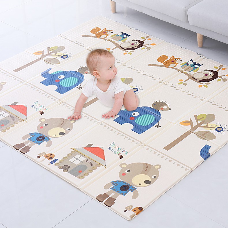 Thảm Xốp Gấp Gọn XPE 1m8x2m 2 Mặt Chống Thấm Chống Trơn Trượt Lót Sàn Cho Bé Chơi An Toàn