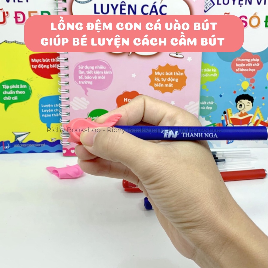 Sách - Bộ 3 Cuốn Luyện Viết Các Nét Cơ Bản, Chữ Đẹp, Số Đẹp - vở luyện viết tự xóa thần kì