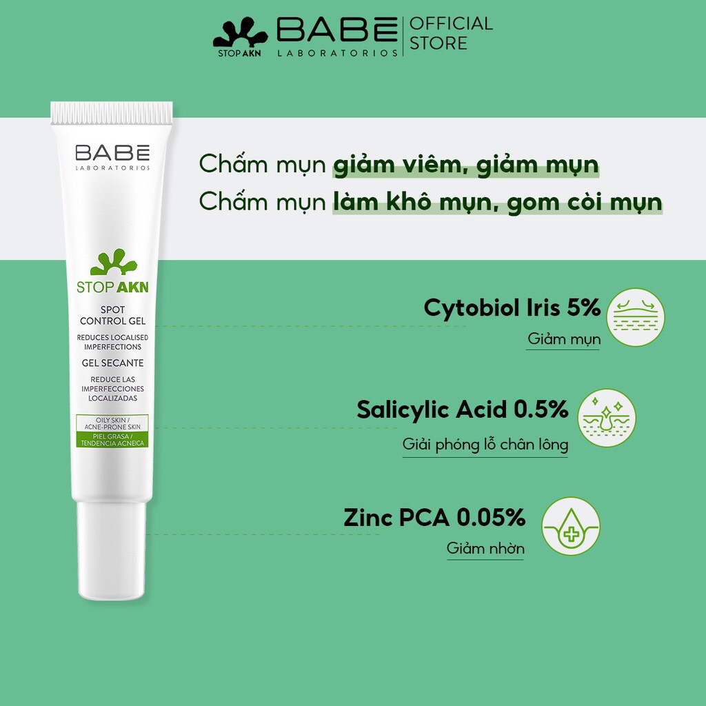 Ảnh Gel chấm mụn giúp gôm cồi mụn BABÉ Stop Akn Spot Control Gel 8ml - AJA'S SKINLAB 2