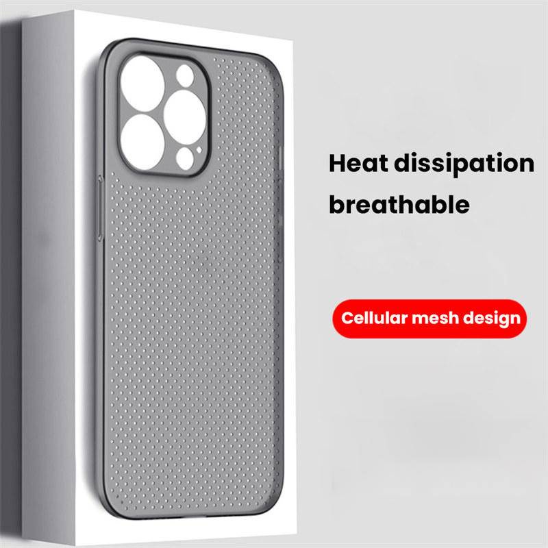 Ốp tản nhiệt lưới làm mát siêu mỏng cho iPhone 14 13 12 11 Pro Max Plus Thoáng khí mờ mỏng cứng chống sốc