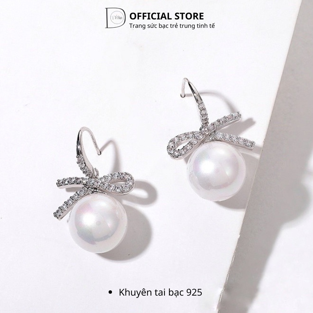 Ảnh Khuyên Tai Bạc Nữ Dế Bạc 925 Ngoc Trai Nửa Vô Cực Đính Đá Lấp Lánh Hàn Quốc K5271 2