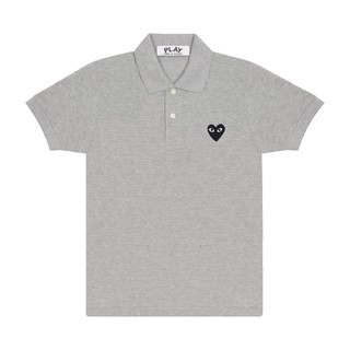 CDG Rei Kawakubo Áo Sơ Mi polo Tay Ngắn Chơi Thêu Trái Tim Cổ Điển Nam Nữ Áo Thun Cổ Nhãn + Thẻ