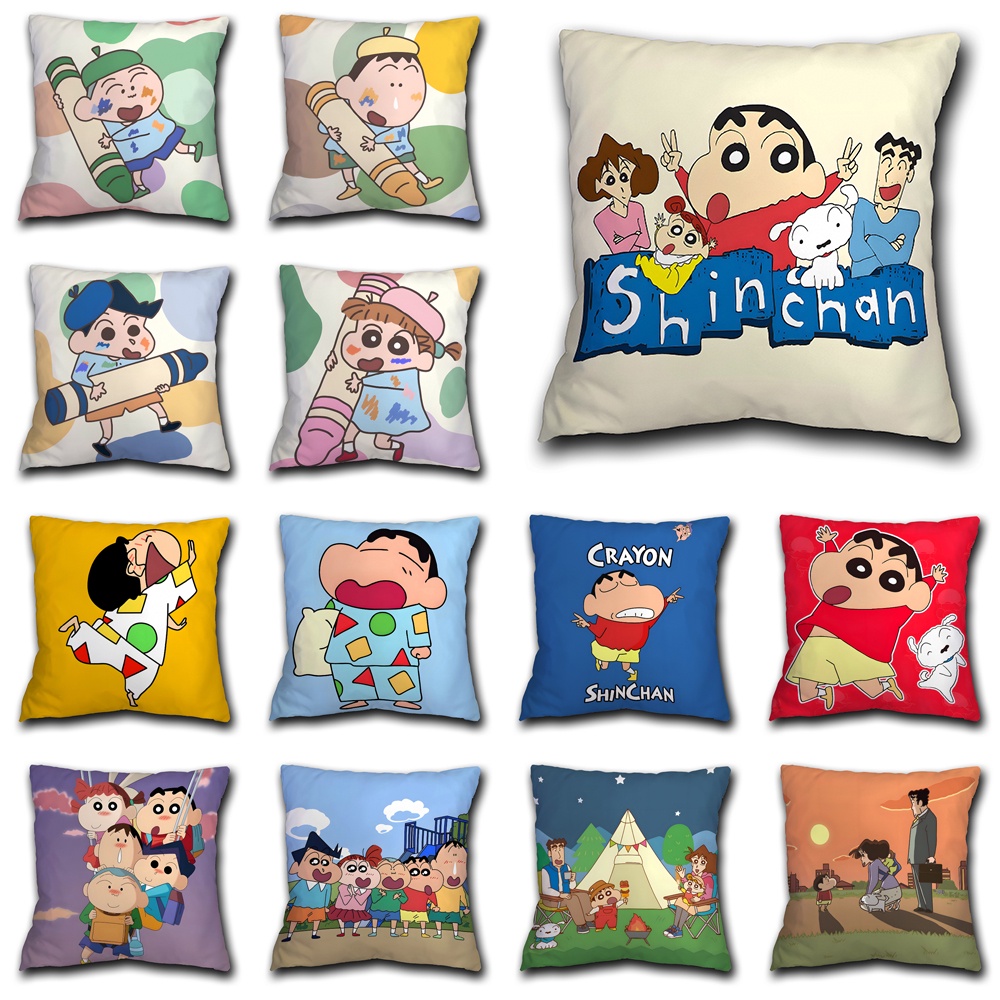 Vỏ Gối Polyester Một Mặt In Hình Cậu Bé Bút Chì Shin-chan Dễ Thương Trang Trí Nhà Cửa / Xe Hơi (Không Kèm Lõi)