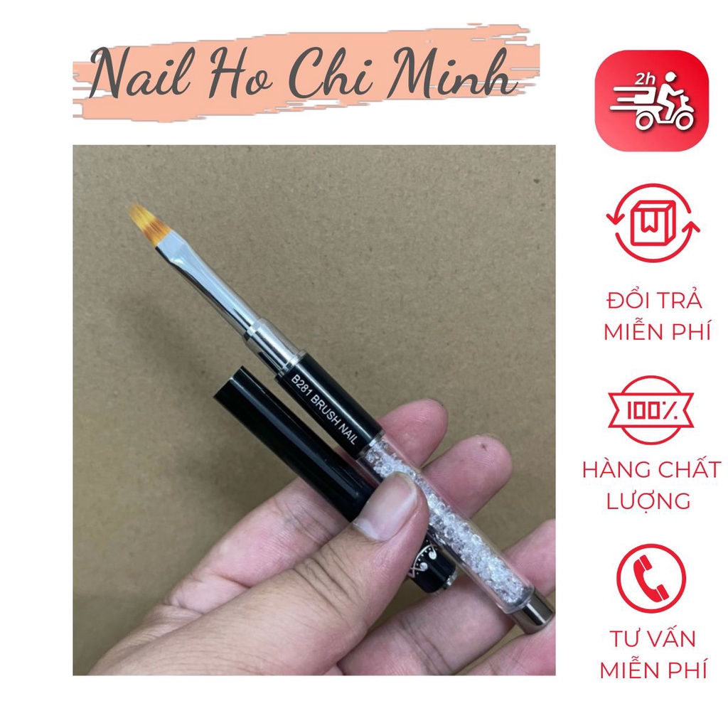 Cọ ombre cán đá sang chảnh và cán gỗ - Cọ ombre đầu dẹt, lông thưa chuyên dụng cho dân làm móng