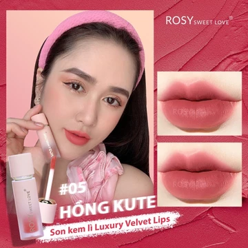 Son Kem, Lì, không Trôi, son ROSY lên môi nhẹ mỏng mềm mịn, son môi không chì, dưỡng môi <Màu Hồng Kute>