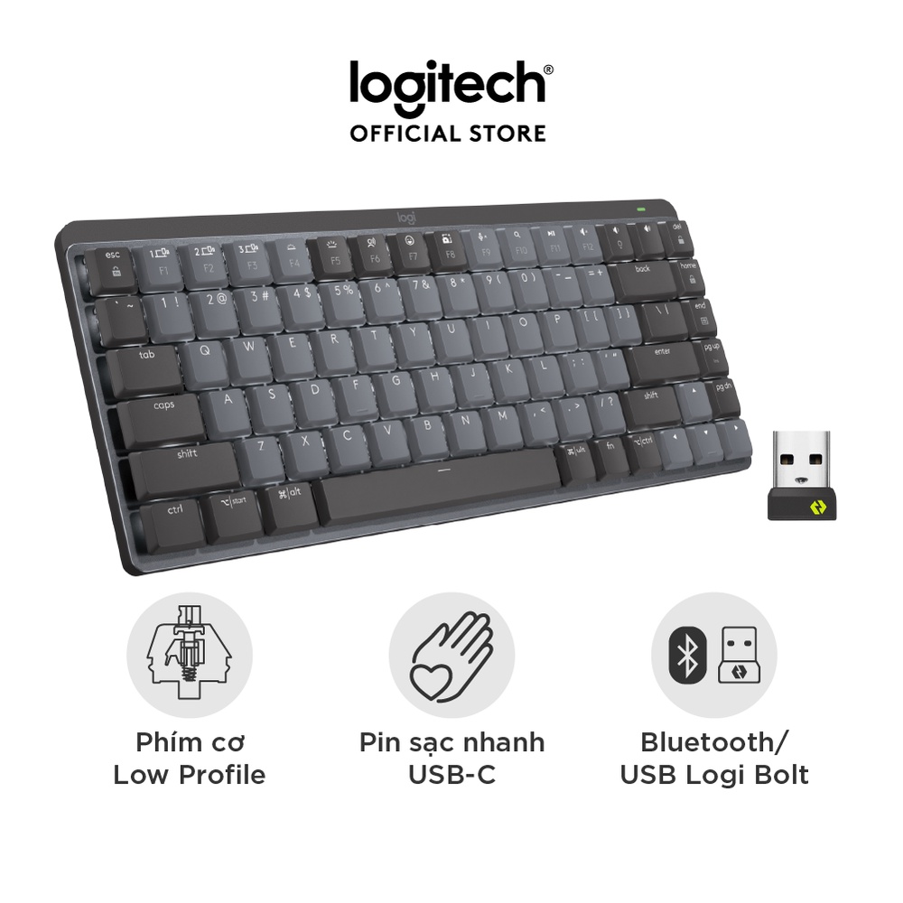 Bàn phím cơ không dây Logitech MX Mechanical Mini  – Tactile, chiếu sáng nền, sạc USB-C, mac OS | Win