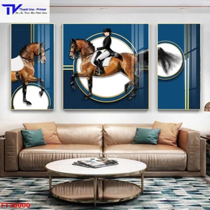 Tranh Treo Tường Tranh Treo Tường Cô Gái Cưỡi Ngựa, Tranh Tráng Gương ( Bộ 3 Tấm )