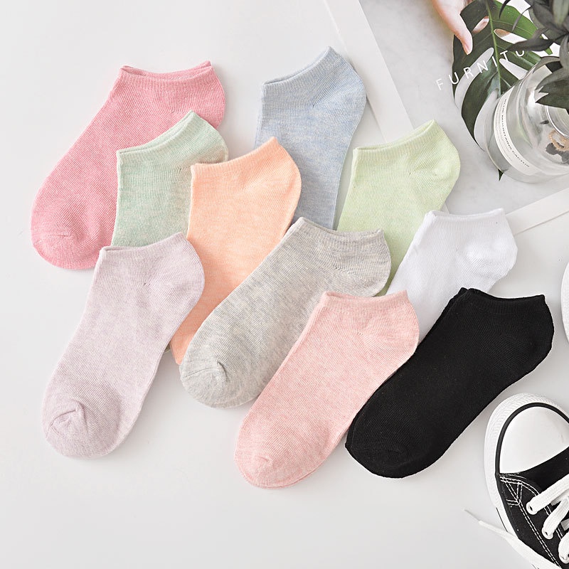 Tất trơn cổ thấp nữ nam phong cách Hàn Quốc vớ giày hài lười nửa bàn chân co giãn chống trơn tuột giá rẻ HANASO TN037