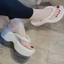 Dép Nữ Xỏ Ngón Cao Su Non Quai Phồng Cao 5cm Đế Dày Đúc Đi Mưa -Trinh Lê Shop Giày Dép