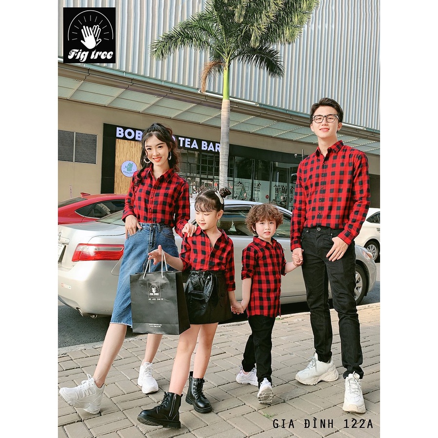 Áo Sơ Mi bé Fig Tree Sọc Caro Đỏ Đen ( Mã số :122A)