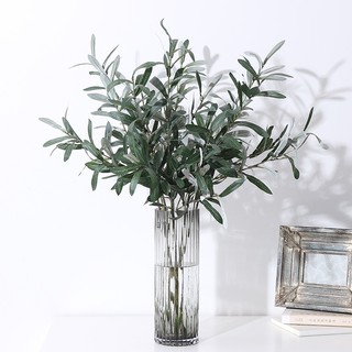 Cành oliu có quả nhiều nhánh lá bạc giả nhập khẩu thân cao cành cao 80cm từ lụa và nhựa cao cấp