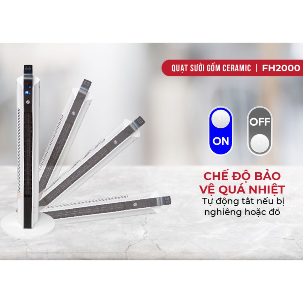 Máy sưởi gốm không khô da FujiHome cân bằng ẩm, lò quạt sưởi phòng điều khiển từ xa tiết kiệm điện