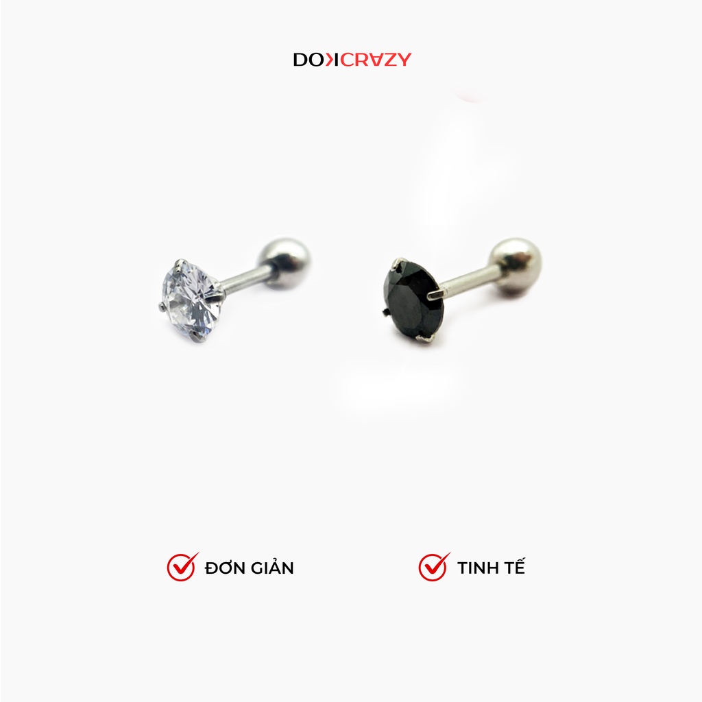 Ảnh Bông tai nụ đá trắng đen DOKCRAZY unisex nhiều size thời trang 1