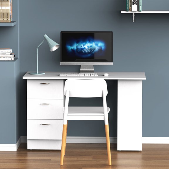 Ảnh NEVA, Bàn làm việc 3 ngăn tủ kéo kèm kệ sách DEK_062, 120x48x77cm, Scandi Home 4
