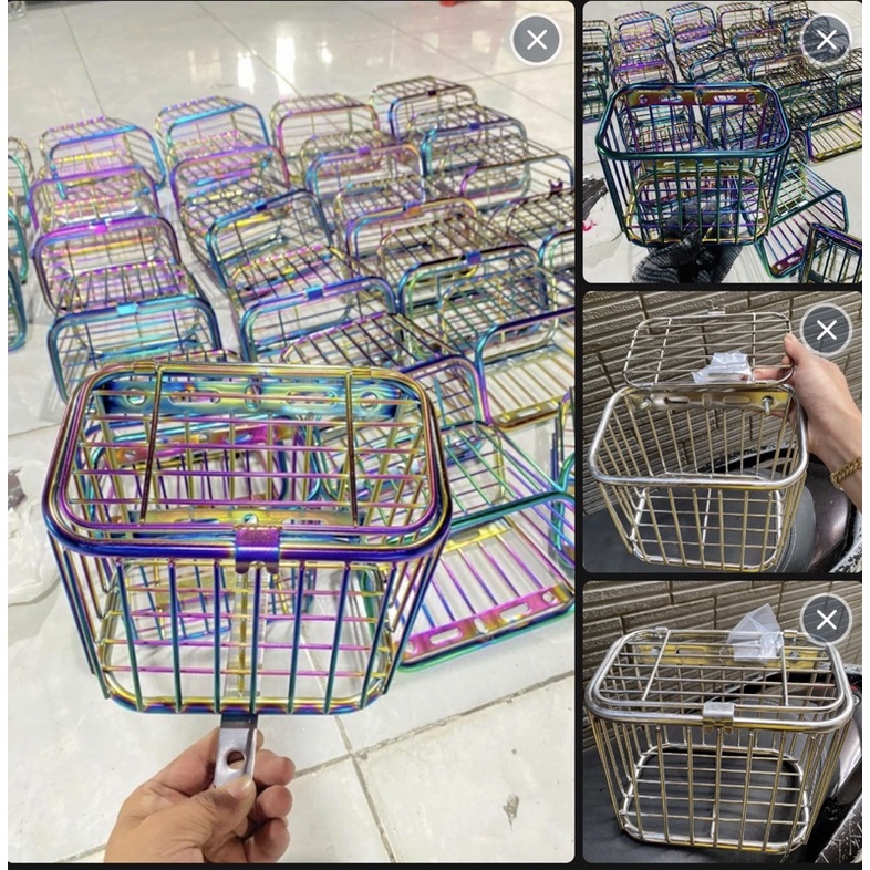 rổ inox màu titan gắn đc cho nhiều loại xe máy | Shopee Việt Nam