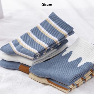 Set 5 đôi tất vớ nữ cổ cao GOMTAT mẫu tổng hợp màu sắc họa tiết dễ thương, chất liệu cotton mềm mại - UYE-CBCC