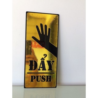 Bảng decor kéo đẩy (pull/ push) Gương Vàng dán cửa (Có Sẵn Băng Keo Dán)