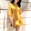 VÁY NỮ MÀU VÀNG CAM CHÂM BI TRẮNG TAY LỠ CÓ LÓT KHÔNG XÙ NHÃO