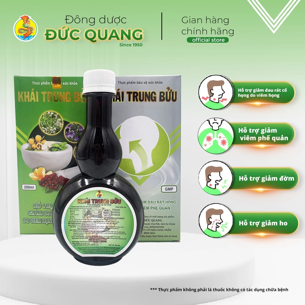 [COMBO 3 chai] Bổ Phổi Khái Trung Bửu Rồng Việt Nam_Giảm ho, đàm, đau rát họng do viêm họng, viêm ph