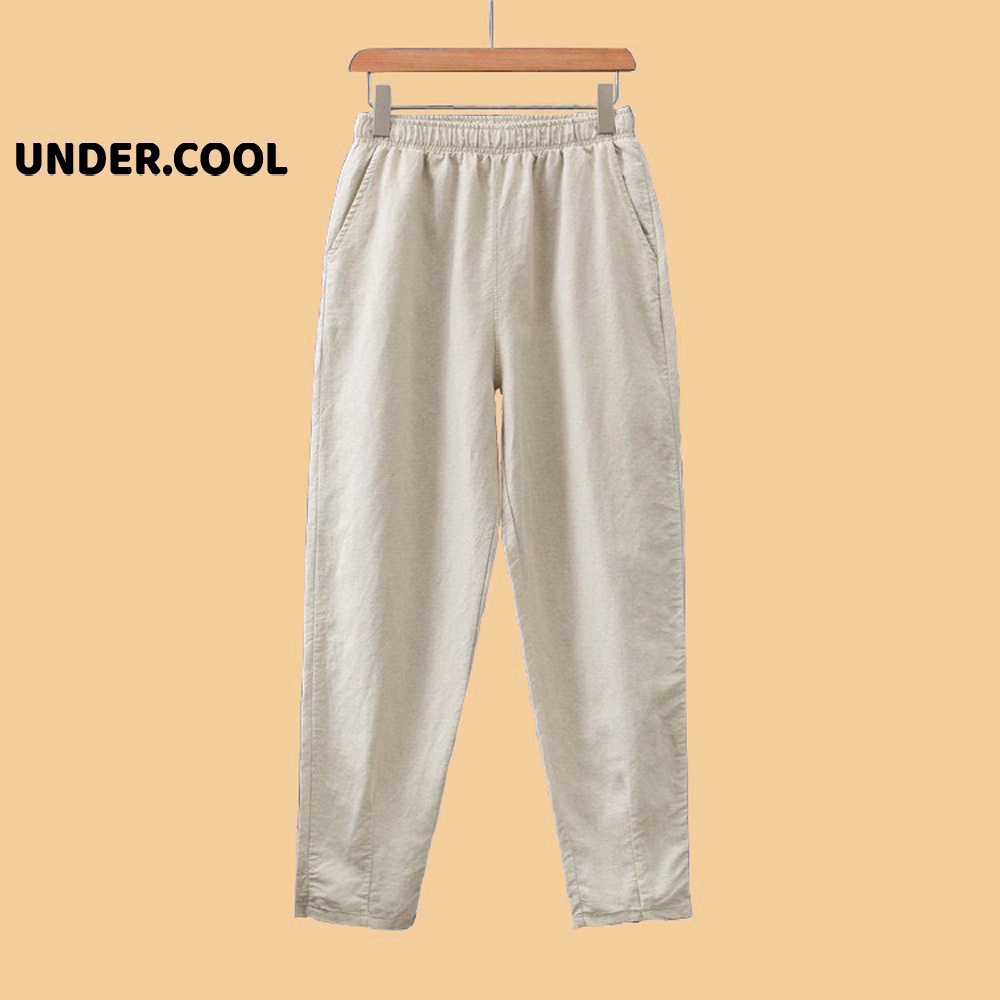 Quần Baggy Dài Đũi ống rộng Nữ UNDERCOOL Cạp Chun Chất Đũi Dáng Baggy Trẻ Trung QD10