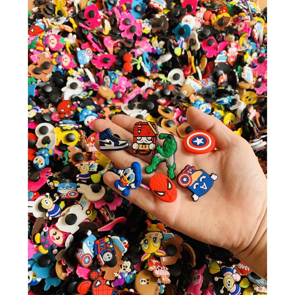 Combo 10 Jibbitz,Sticker 2D siêu dễ thương gắn vô dép cá sấu, shop bóc ...